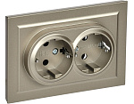 Розетка 2-я BRITE РС12-3-БрШ 16А шампань IEK 4217473 Розетка 2-я BRITE РС12-3-БрШ 16А шампань IEK 4217473