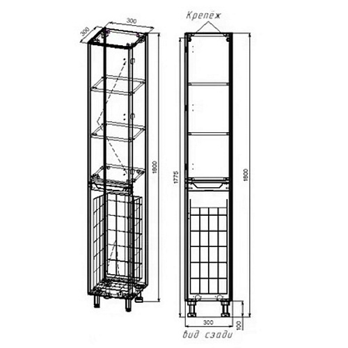 Шкаф-колонна с корзиной универсальная Марелла L Люкс PLUS Style Line СС-00002445 белый матовый купить