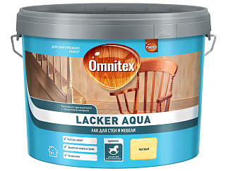 Лак на водной основе для мебели и стен Omnitex by Pinotex Laker Aqua 10 матовый (9л) купить