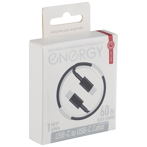 Кабель ENERGY ET-33 USB-С/USB-C 1м 60Вт черный 108050  купить