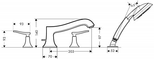 Смеситель HANSGROHE Metris Classic 31314000 для ванны на 4 отверстия хром купить