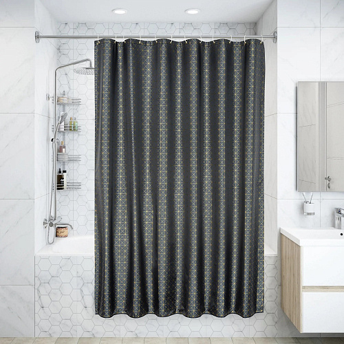 Занавеска для ванной Grid Grey 180*200см серый WESS Т692-2 купить