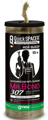Нить льняная сантехническая Mr.BOND 307 55м QuickSPAСER 5030700055 купить