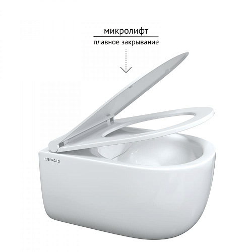 Унитаз подвесной Berges Wasserhaus Ego 082111 безободковый с сиденьем дюропласт Toma Slim SO белый купить