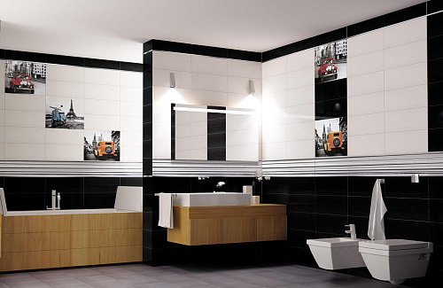 Мозаика Michelle mix white/black 20*20 см, Ceramika Konskie купить