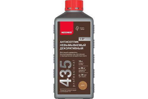 Антисептик невымываемый декоративный NEOMID 435 концентрат 1:9 орех NEOMID Н-435-1/к1:9 купить