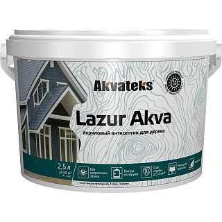 Лак-антисептик Akvateks Lazur Akva бесцветный Акватекс 10033 (2.5л) купить