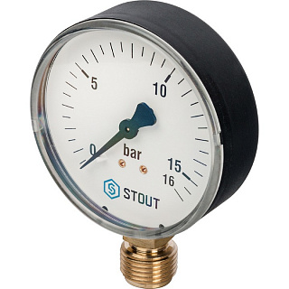 Манометр радиальный STOUT корпус Dn 80мм 0...16 бар, кл.2.5 1/2" SIM-0010-801615 купить