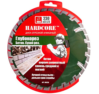 Диск алмазный  ГЛУБОКОРЕЗ 230*2.8*8/14/28*22.23 бетон Hardcore 185230 купить