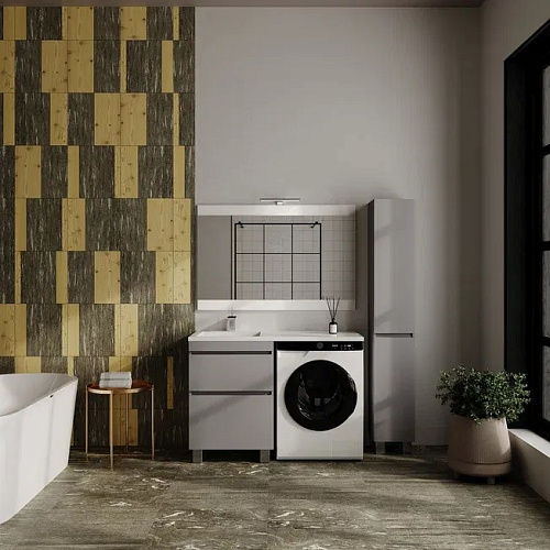 Тумба Даллас ЛЕОН 120 и раковина Леон 120 напольная серый Style Line СС-00002450/00002436 купить