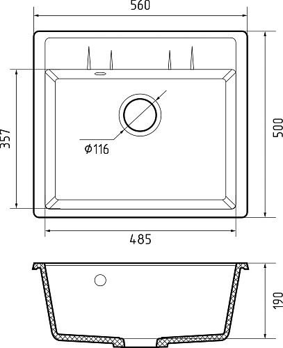 Мойка врезная PRO SQUARE SA-S561 с сифоном  560*500мм SANTREK AQUA 315485 иней-321 купить