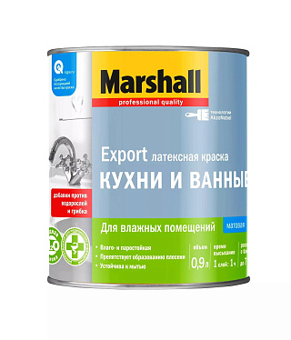 Краска латексная Marshall Export Кухни и ванные Белая 0.9 л купить
