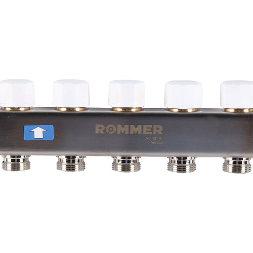 Коллектор с расходомерами 5 выходов из нержавеющей стали Rommer RMS-1200-000005 купить
