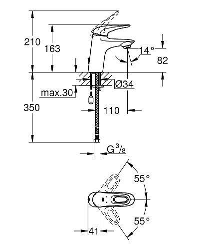 Смеситель Eurostyle для раковины цвет хром GROHE 33557003 купить