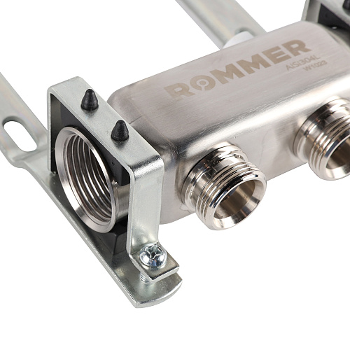 Коллектор для радиаторной разводки 2 выхода из нержавеющей стали Rommer RMS-4401-000002 купить