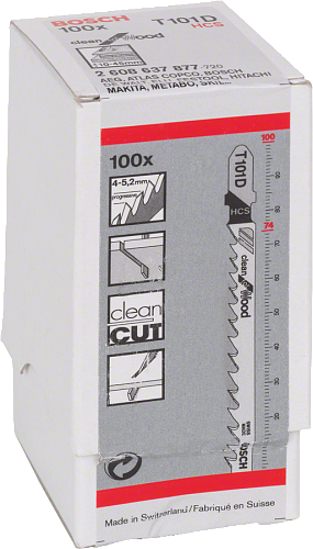 Пилка для лобзика Bosch T101D (100шт) HCS Clean for Wood (2608637877) купить