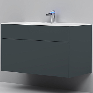 Тумба подвесная INSPIRE V2.0 с раковиной INSPIRE 100 3 ящика графит матовый AM.PM M50AFHX1003GM купить