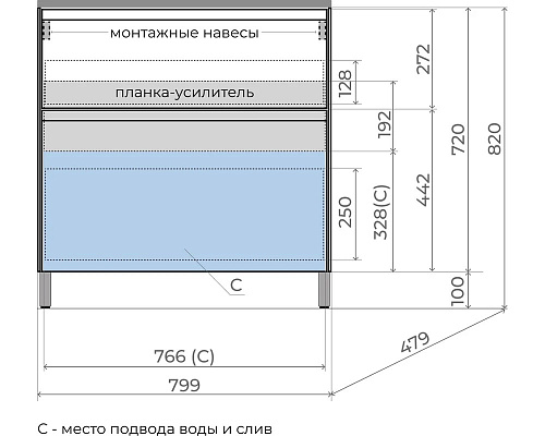 Тумба напольная ЛИМА 80 PLUS белый матовый 2 ящика с умывальником LINE 80 антрацит Style Line ЛС-00002350/СС-00002459 купить