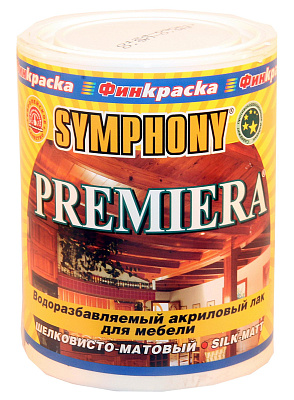 Лак мебельный Symphony PREMIERA шелковисто-матовый база EP бесцветный (0.9л) купить