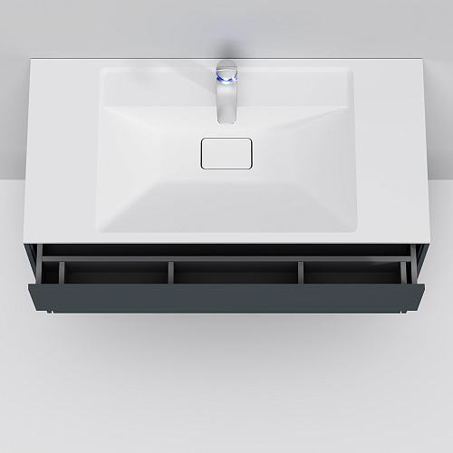 Тумба подвесная INSPIRE V2.0 с раковиной INSPIRE 100 3 ящика графит матовый AM.PM M50AFHX1003GM купить