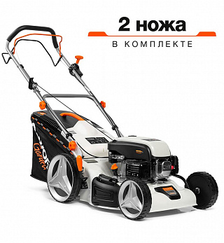 Газонокосилка бензиновая DeWORKS L50SV самоходн+вариатор 5,0л.с, 155см3, 48см травосборник 65л купить