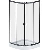 Ограждение душевое X-Joy Twin Slide с поддоном 90*90см матовый черный AM.PM W88E-205-090BT