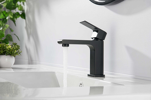 Смеситель ЛИРА  для раковины 103 без донного клапана матовый черный Aquatek AQ1410MB купить