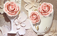Фотообои "Объемная композиция с бутонами роз" фактура песок 2*2.4м DesignStudio 3D BR-005