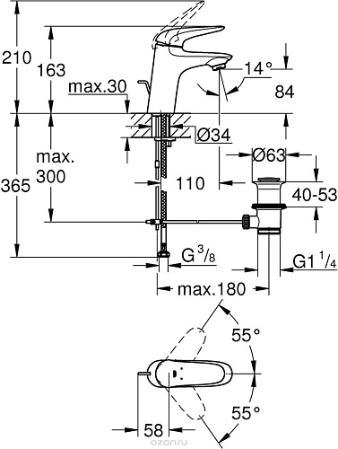 Смеситель Eurostyle для раковины цвет хром GROHE 23564003 купить