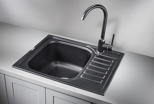 Мойка кухонная Granula GR-5801 прямоугольная 57.5*49.5см универсальное крыло шварц купить