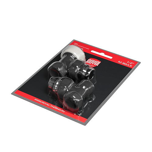 Набор термостатический угловой Design 1/2"М30х1,5 (Черный) Royal Thermo RATVDU11212BL купить