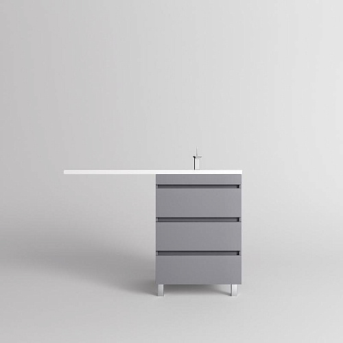 Тумба Даллас ЛЕОН 120 и раковина Леон 120 напольная 3 ящика серый Style Line СС-00002449/00002437 купить