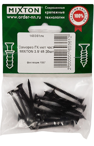 Саморез для гипсокартона по металлу MIXTON 3.5*45 20 шт купить