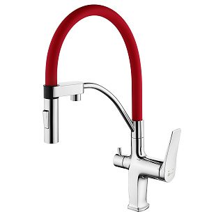 Смеситель для кухни с гибким изливом Lemark Comfort LM3074C-Red купить
