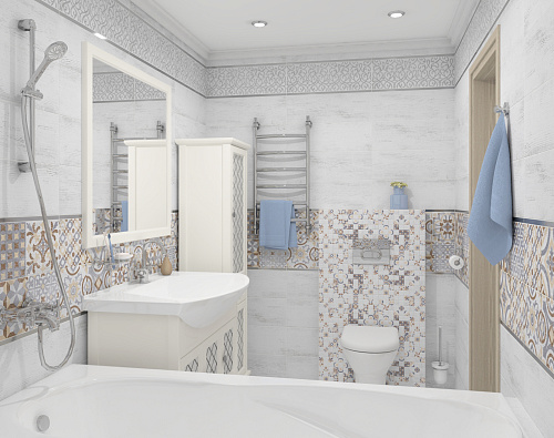 Плитка настенная Pub белый узор 20*60 см, Ceramica Classic 17-00-01-1196 купить