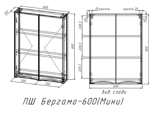 Шкаф-пенал Бергамо мини 60 Люкс Plus антискрейтч черный Style Line СС-00002359 купить