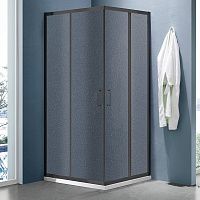 Ограждение душевое Lea-CR-800-G-Matt Black Г-образное стекло Грейп 800*800*1850 черный SANTREK AQUA 332301
