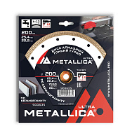 Диск алмазный ТОНКИЙ турбо METALLICA Ultra 200x25,4/22,2*1,8 мм, H=10 мм по керамограниту. В кор. (900635)