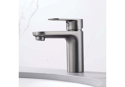 Смеситель НИКА  для раковины 90 без донного клапана оружейная сталь Aquatek AQ1810BGM купить