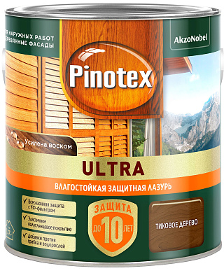 Лазурь влагостойкая для дерева Pinotex Ultra тиковое дерево 5803607 (2.5л) купить