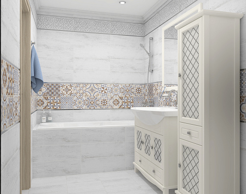 Плитка настенная Pub белый узор 20*60 см, Ceramica Classic 17-00-01-1196 купить