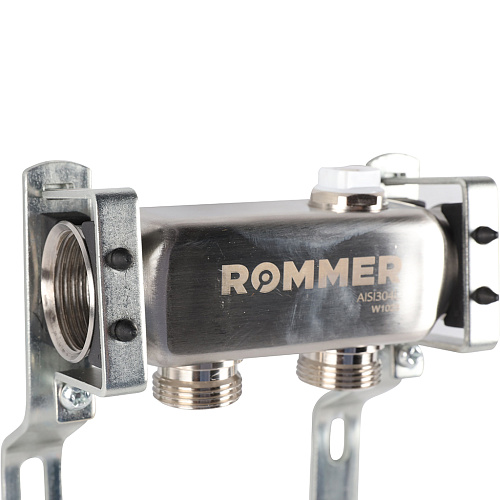 Коллектор для радиаторной разводки 2 выхода из нержавеющей стали Rommer RMS-4401-000002 купить