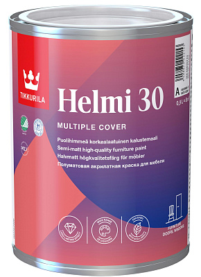 Краска для мебели Tikkurila HELMI 30 полуматовая база А белая (0.9л) купить