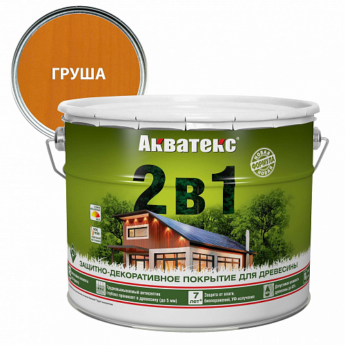 Покрытие защитно-декоративное для дерева"2 в 1" груша Акватекс 18131(9л) купить