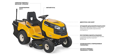 Минитрактор садовый CUB CADET LT1 NR92 для газона 12.7лс ширина - 92см травосб.-240л (13AB77BE603) купить