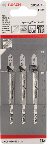 Пилка для лобзика Bosch T101AOF (3шт) BIM Sp.f. Laminate 1.5-15мм ламинат плиты с покр (2608636432) купить