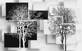 Фотообои Деревья в стиле модерн песок 4*2.5м DesignStudio 3D GM-018 купить