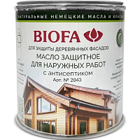 Масло защитное для наружных работ Biofa бесцветное 2043-46 (2.5л)