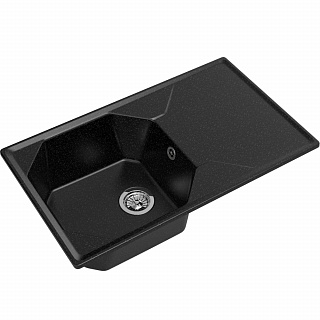 Мойка кухонная GranFest UNIQUE GF-U-840L прямоугольная 1 чаша универсальное крыло черный купить