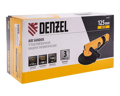 Машина углошлифовальная пневматическая AG125 11000 об/мин 125мм Denzel 57477 купить